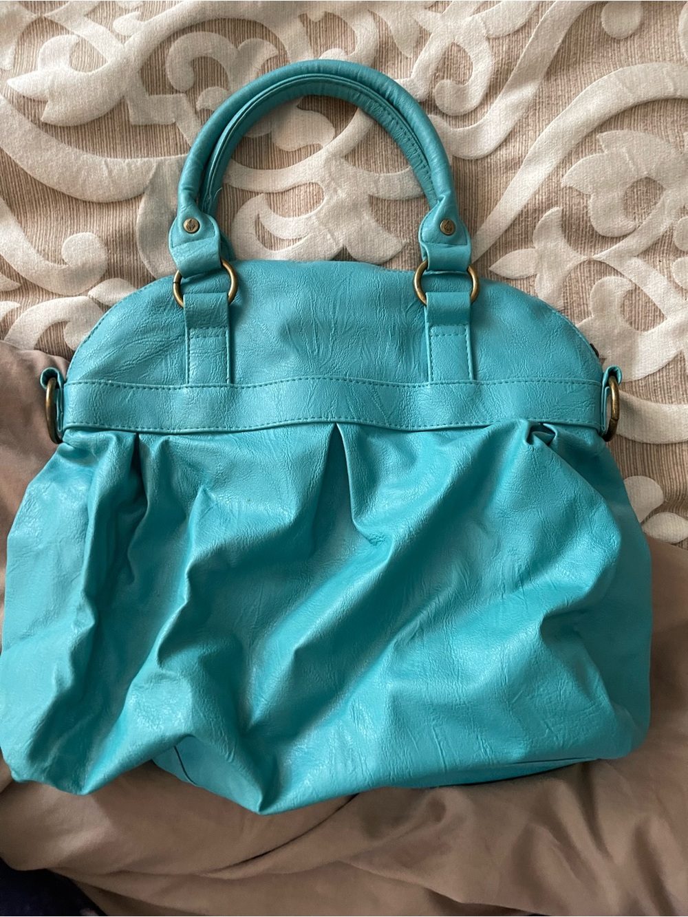 Volcom Turquoise Tote Bag with Gold Hardware